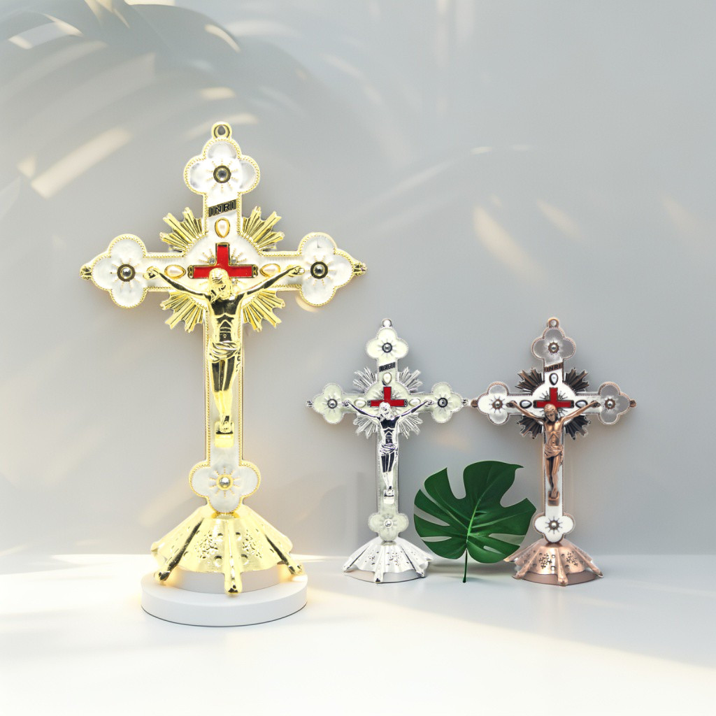 SALIB DUDUK CAHAYA 20 CM / SALIB DUDUK KATOLIK EKSKLUSIF / SALIB MEJA / SALIB ALTAR KATOLIK / SALIB 