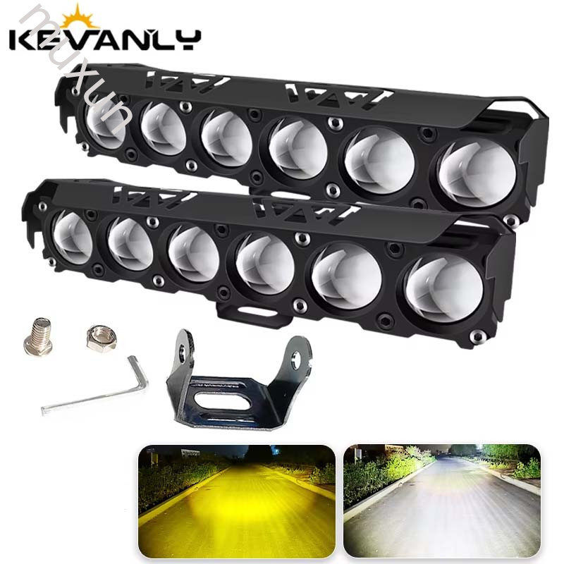Lampu Sorot LED Sepeda Motor 6 mata/4 mata/3 mata Lampu Kabut Balok Tinggi/Rendah Warna Ganda untuk 