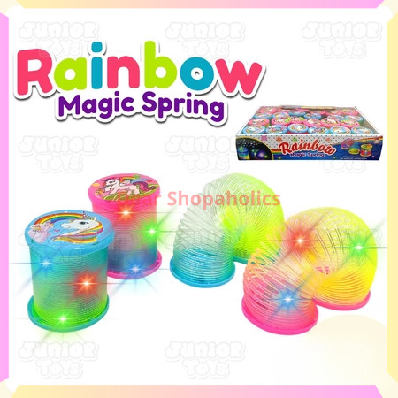 Mainan Anak Rainbow Spring Nyala Lampu LED Per Mainan Anak Spiral Pelangi Motif Unicorn/Rainbow Magi
