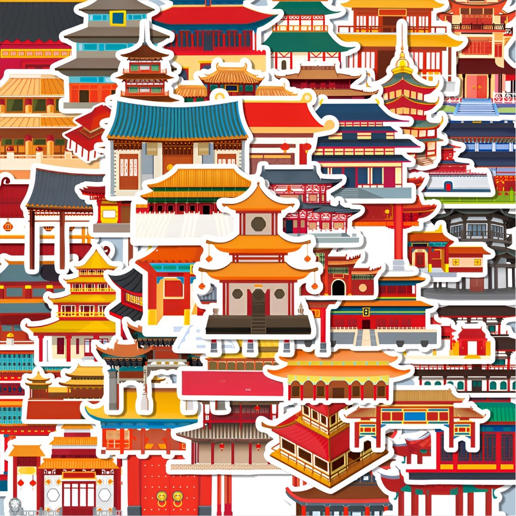 

100PCS Lucu Stiker Funny Historical Building [Bangunan Bersejarah Lucu]