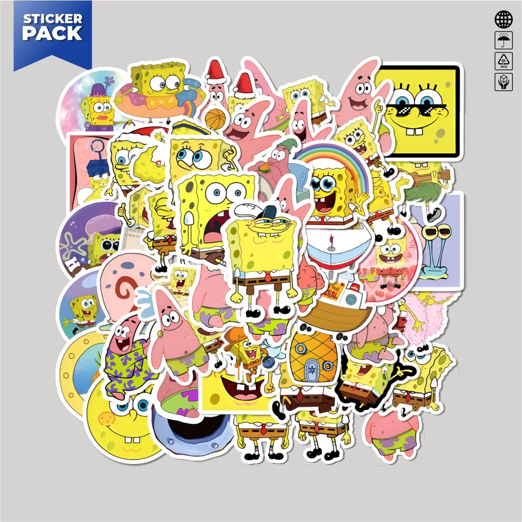 

[100PCS]Stiker Pack Stiker Spongebob & Patrick Aesthetic Vinyl Anti Air Dekorasi Sticker Laptop Buku Journal Koper Helm Casing HP Gitar Helm Skateboard