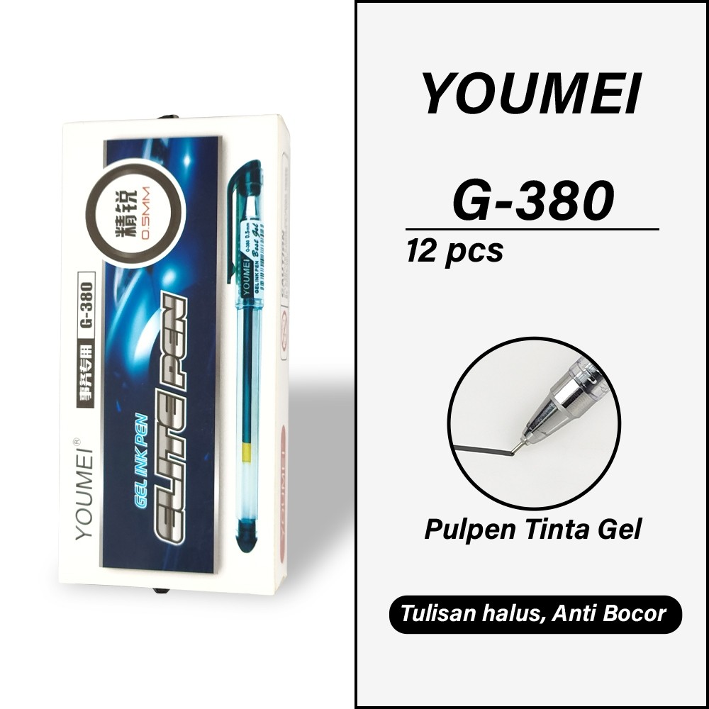 

BOBOMART 1 Pack Youmei Elite Pen Gel G-380 0.5mm | Pulpen Gel Tinta Lancar Sekolah & Kantor