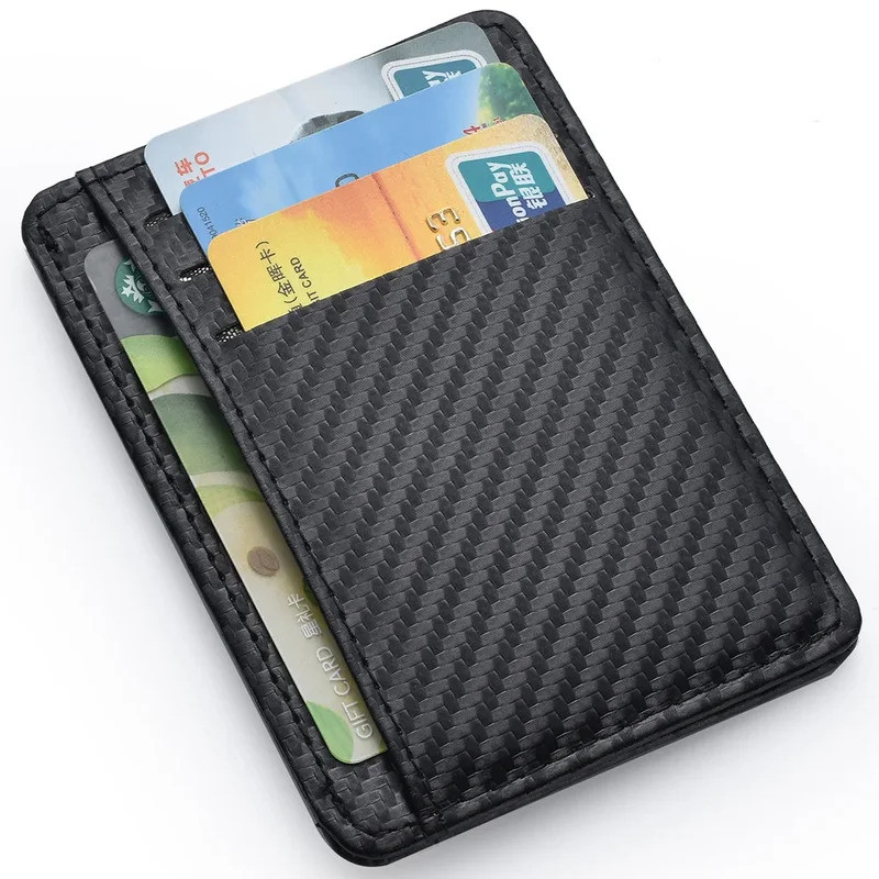 

PU Leather Wallets Men's Slim Thin Minimalist Credit Card Holder Front Pocket Wallets Men Anti Rfid Blocking Protected Magic ID