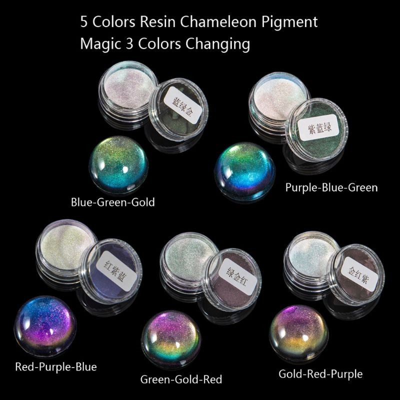 

5 Color Magic Resin Chameleons Pigment Mirror Rainbow Pearl Powder Colorant Epoxy Resin Glitter Resin Jewelry Making Kit