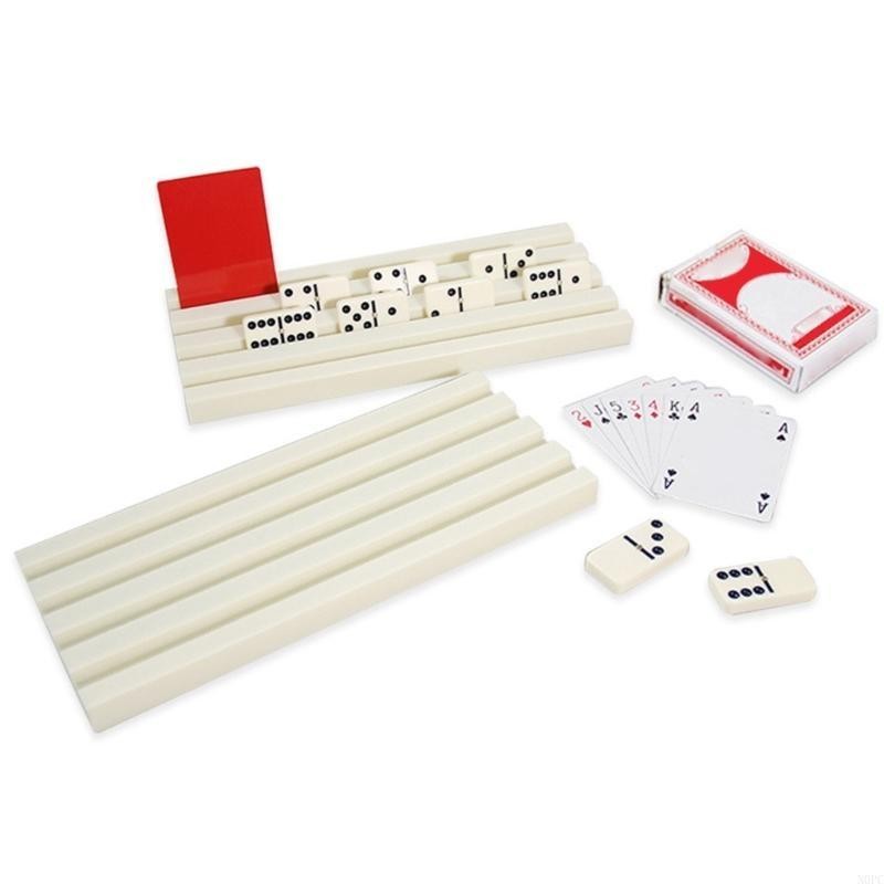 

N0PC Plastic Dominoes Tray Dominoes Tiles Holder Rack Displaying Base Cards Stand