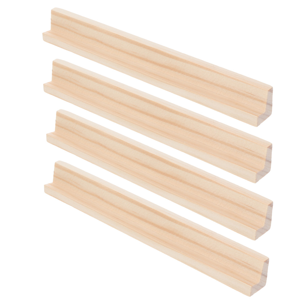 

4pcs Wooden Letter Ornaments Base 19cm Domino Rack Trays Desktop Holder Display Stand Toy Cards Base Multi Function Game