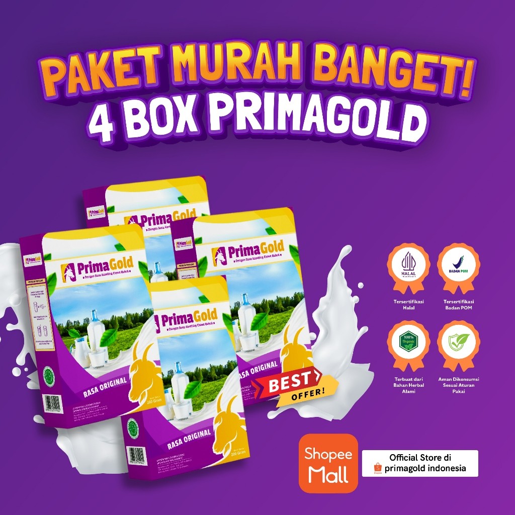 

4 Box Susu Kambing Etawa Primagold Original Susu Bubuk