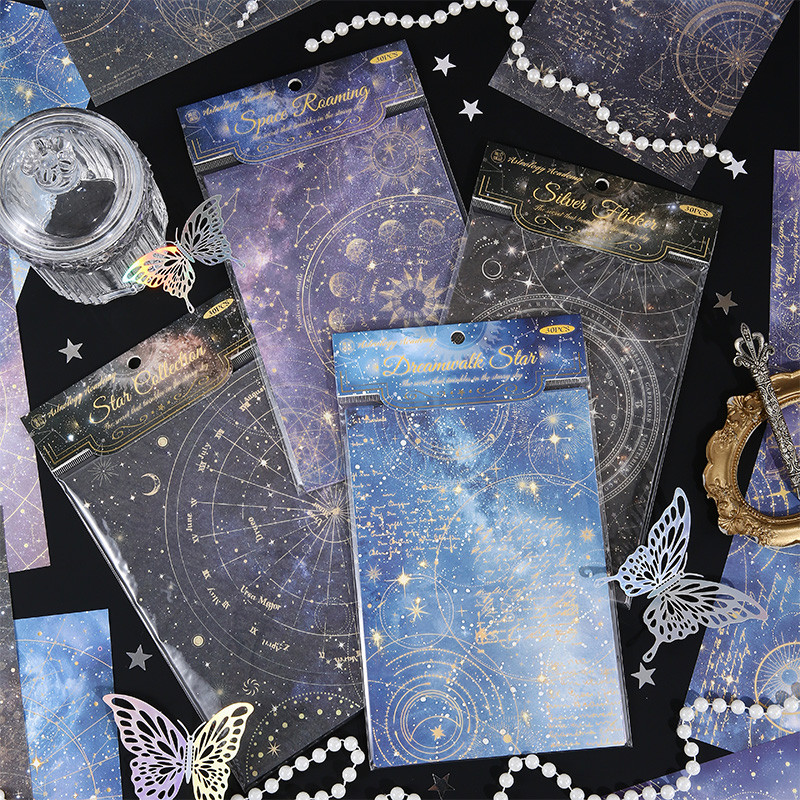 

4 styles 30 pcs Magic starry sky Series Decorative paper Diy Diary Album Scrapbooking Material Junk Journal Supplies