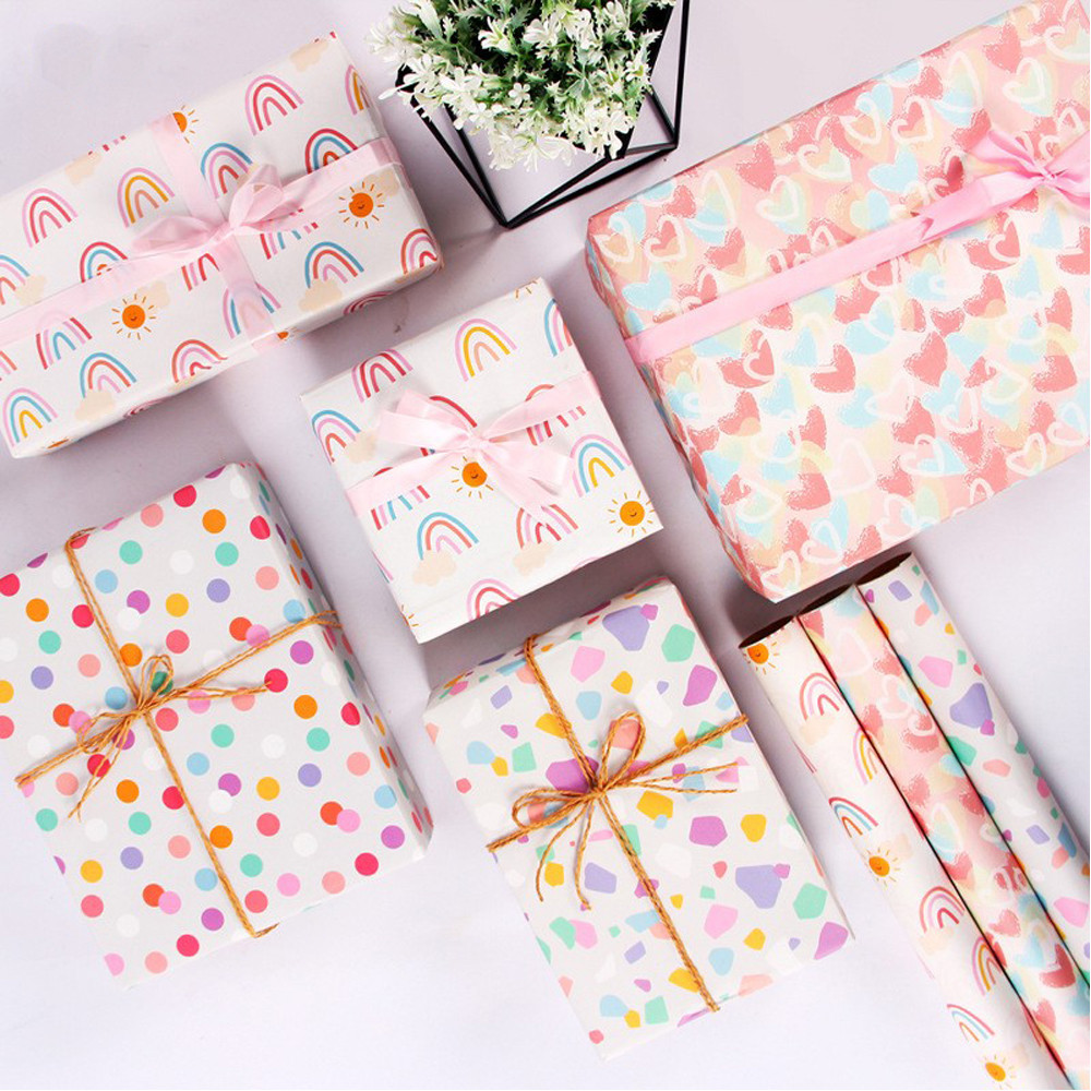 

50*70cm Gift Wrapping Paper DIY Craft Paper Birthday Gift Wrapping Paper Colorful Love DIY Bag Book Paper Decora