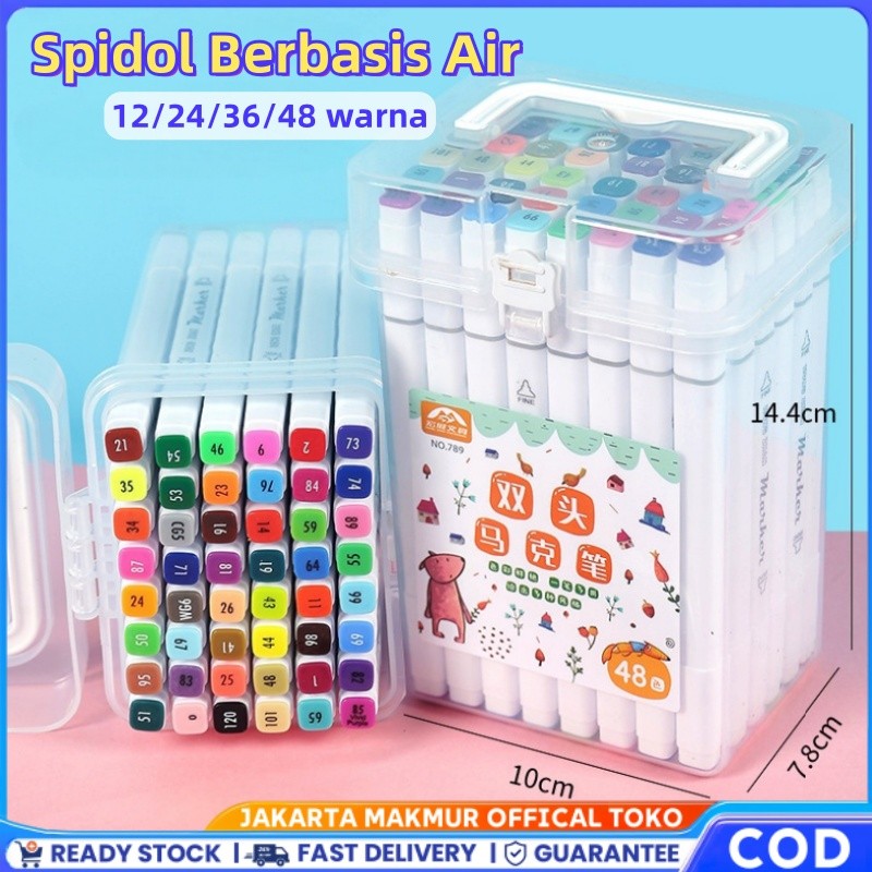 

Spidol Berbasis Air 12/24/36/48 warna Sketch marker spidol warna 2in1 Spidol sketsa double tip dasar berkepala dua Lukisan cat air seni Stabilo siswa sekolah kantor pelajar anak
