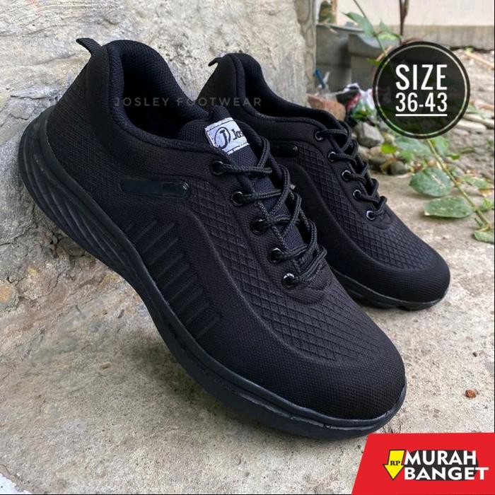 SEPATU SEKOLAH HITAM POLOS SMP SMA TERBARU / SEPATU OLAHRAGA HITAM CEWEK COWOK KEREN Casual Sneakers