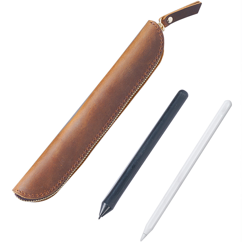 

Leather Pencilcase for One Pen Bag Protective Sheath Cover Handmade Cowhide Pencil Case Travel Supplies