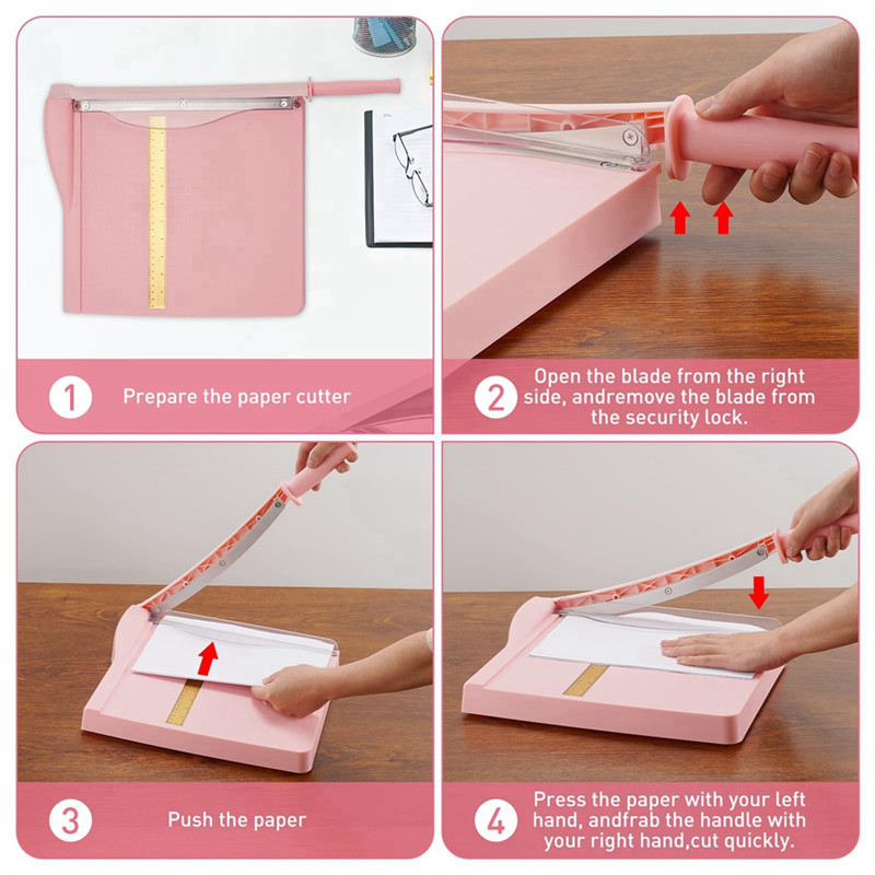 

A41Z-Paper Cutter, Paper Cutter With Guard, 12Inch Cutting Length Cutter For Card Stock, Cardboard, Vinyl (Pink)