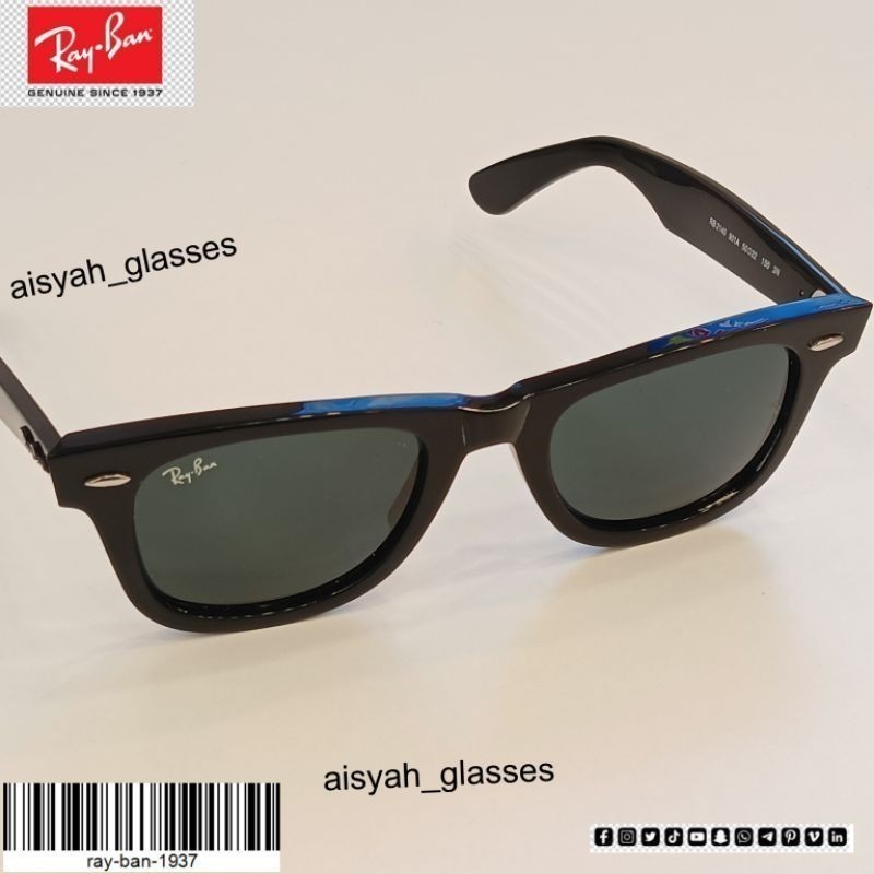 (COD) Kacamata Rayban WAYFARER 2140A Lensa Kaca Black Glossy Orisinal QUALITY PRODUCT ITALIA