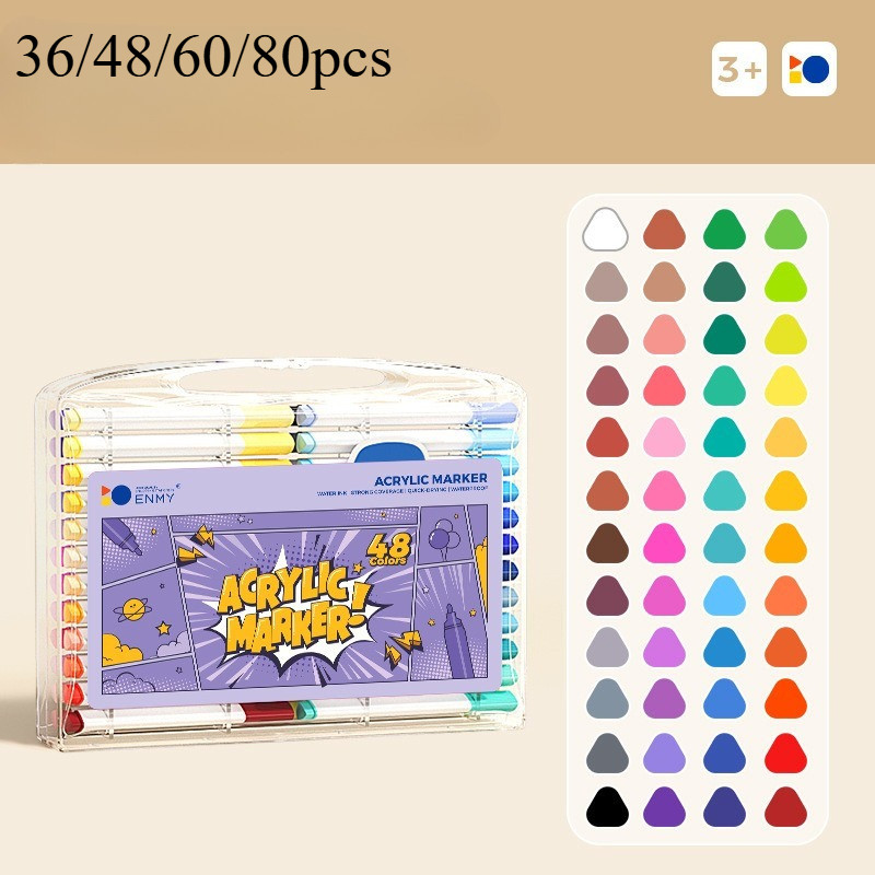 

ENMY Marker Akrilik Anak Karet Graffiti Air Seni 24/48/60/80 Warna