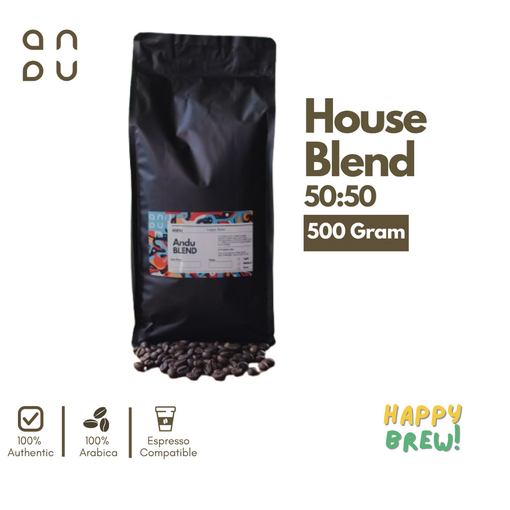 

Kopi House Blend 50:50 (Robusta:Arabika) Fresh Roast 500 Gram | Biji Kopi House Blend | Kopi Andu