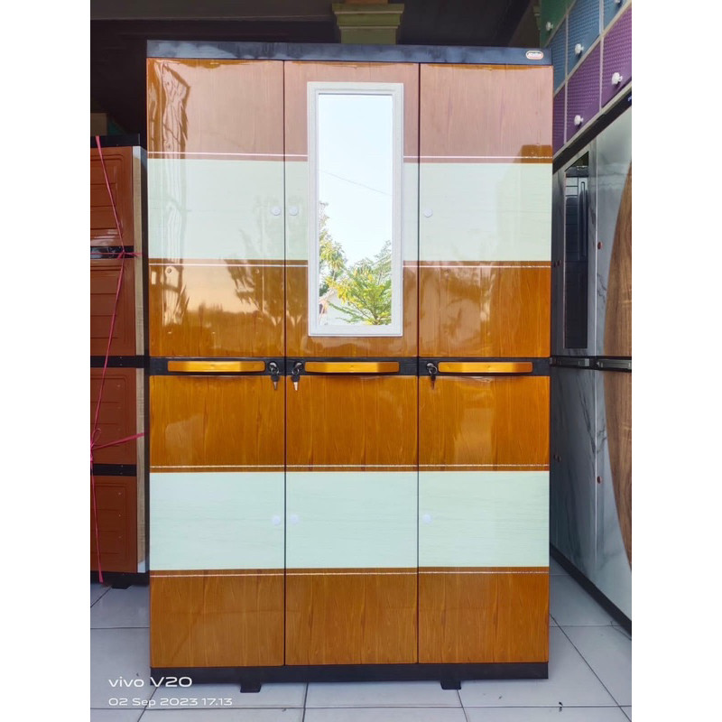 Lemari Plastik Naiba Jumbo 3 Pintu Full Rak / Naiba 2524