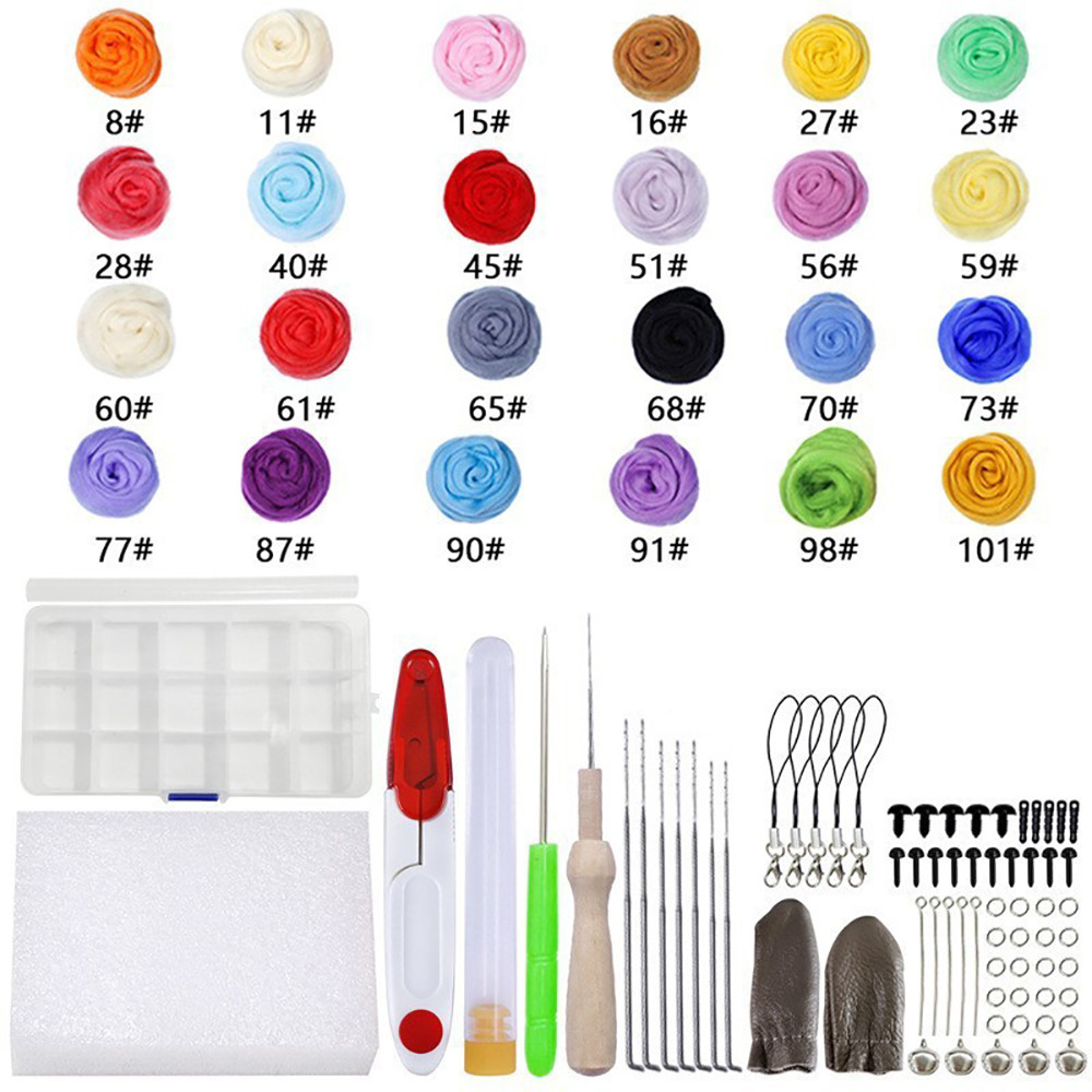 10/24pcs/set Fabric Felt Craft Toys Spinning Wool Roving Needle Handmade Felting Craft for Felt Hand