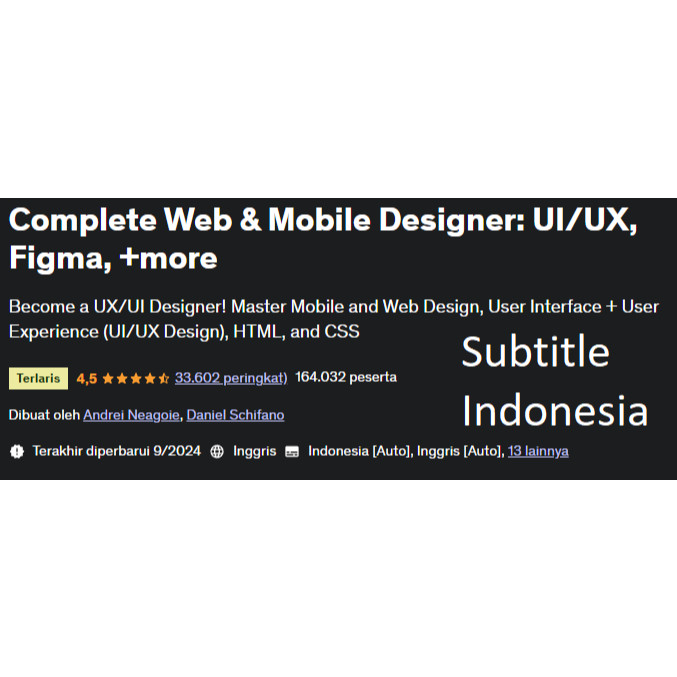 Course Complete Web & Mobile Designer in 2024 UI/UX, Figma + more