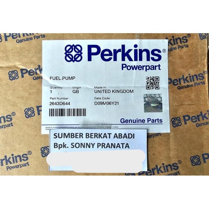 PERKINS 2643D644 FUEL INJECTION PUMP 2643D644KF 8924A541T - TANPA GOVERNOR - GENUINE ORIGINAL