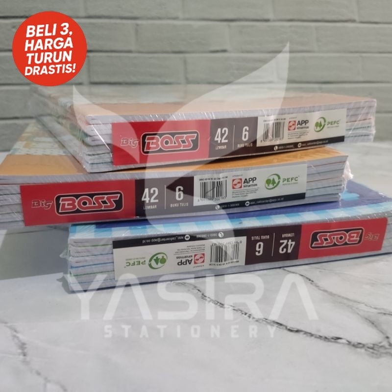 

6 PCS SATU PACK Buku Tulis Boxy Big Boss 42 Lembar