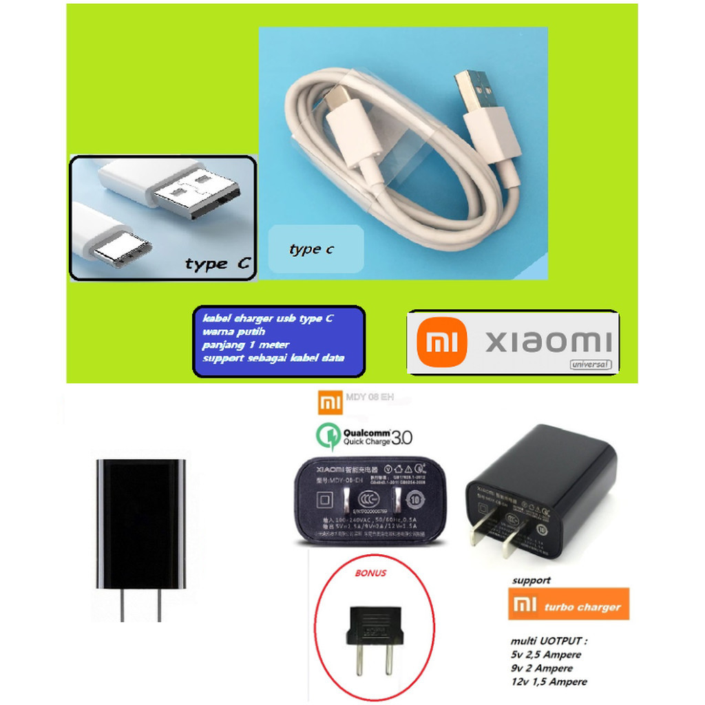 Usb type C kabel & adaptor  charger Xiaomi black shark 3 - black shark 3 pro - black shark 3s