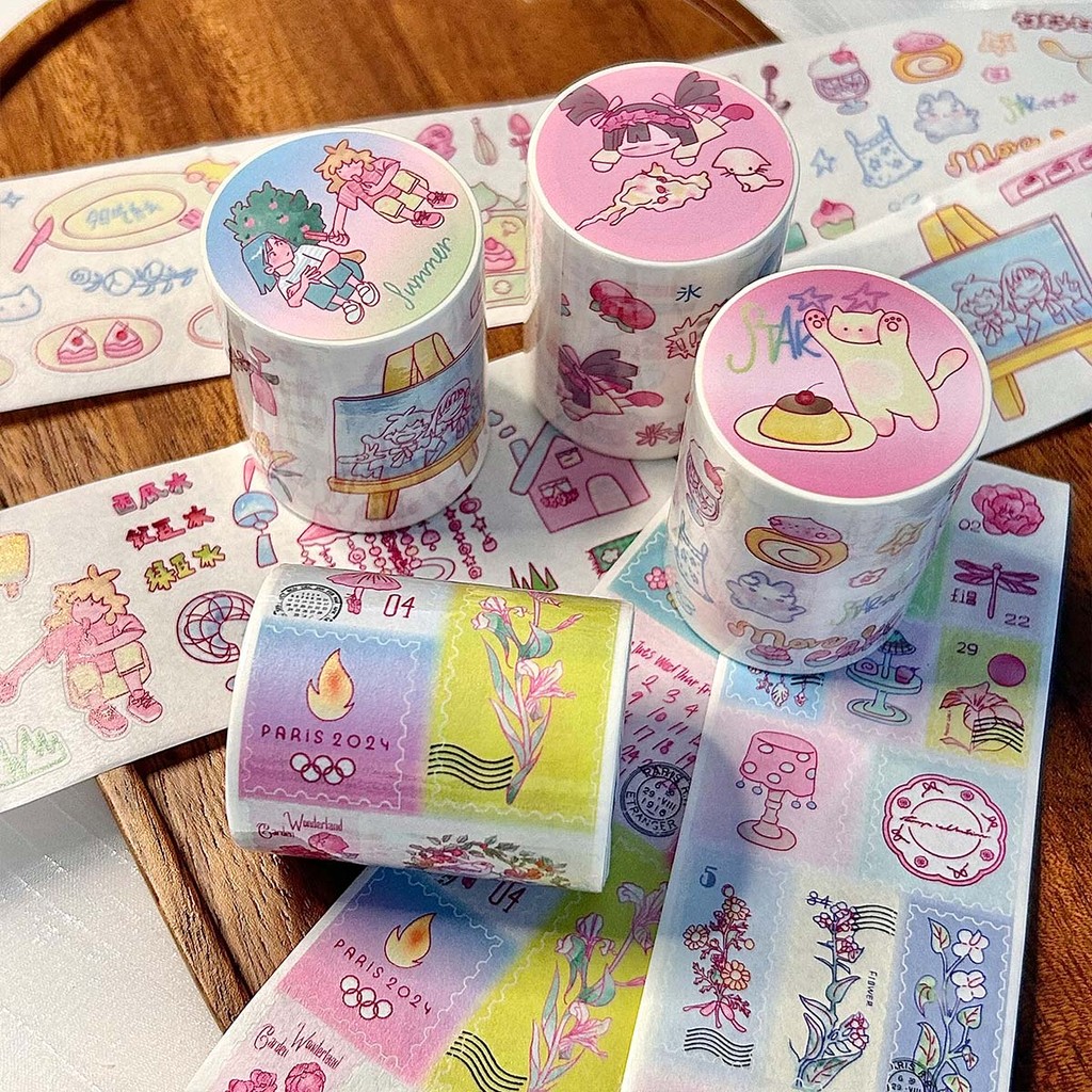 

Cutting Scrapbooking Decal Washi Tape Hand-drawn Comic Masking Tape Kawaii Adhesive Tape Arts Diy Crafts Album Journal Planner