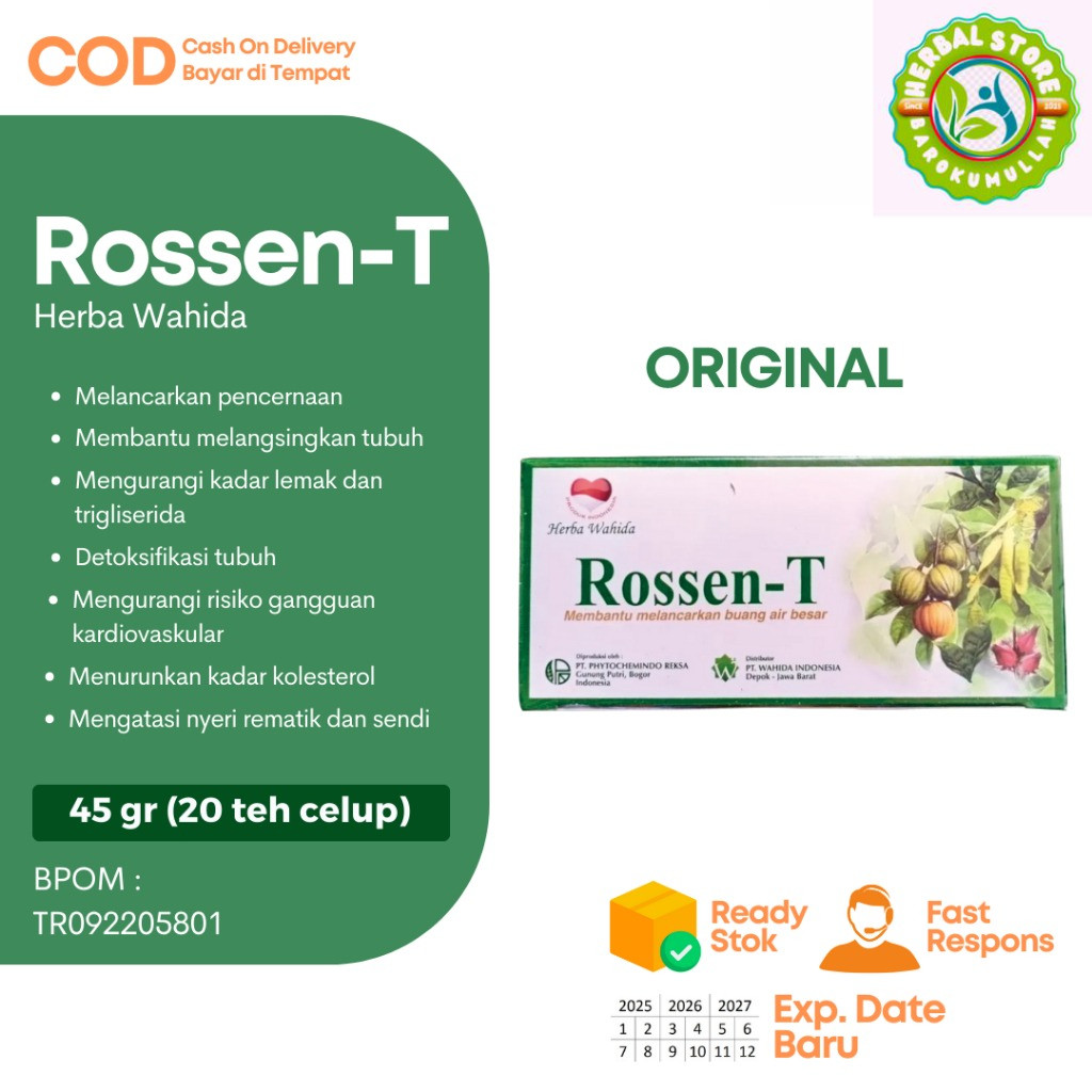 Rossen-T Slimming Detok Tea Teh Hijau Pelangsing Tubuh Detok Melancarkan Pencernaan Tea Asli Origina