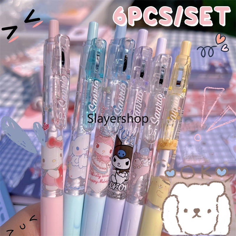 

[ COD✅ ]6 PCS Pulpen gel ST 0.5mm/ Gel pen mekanik hitam