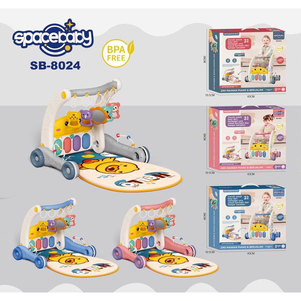 2 in 1 Piano Playmat & Push Walker Spacebaby SB 8025 SB-8025 SB8025 / SB 8024 SB-8024 SB8024 Matras 