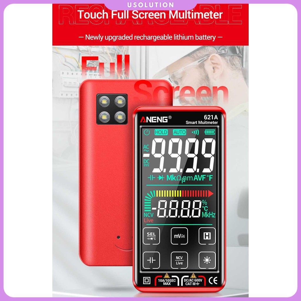 ANENG Smart Digital Multimeter Tester Transistor Touch Screen - 621A