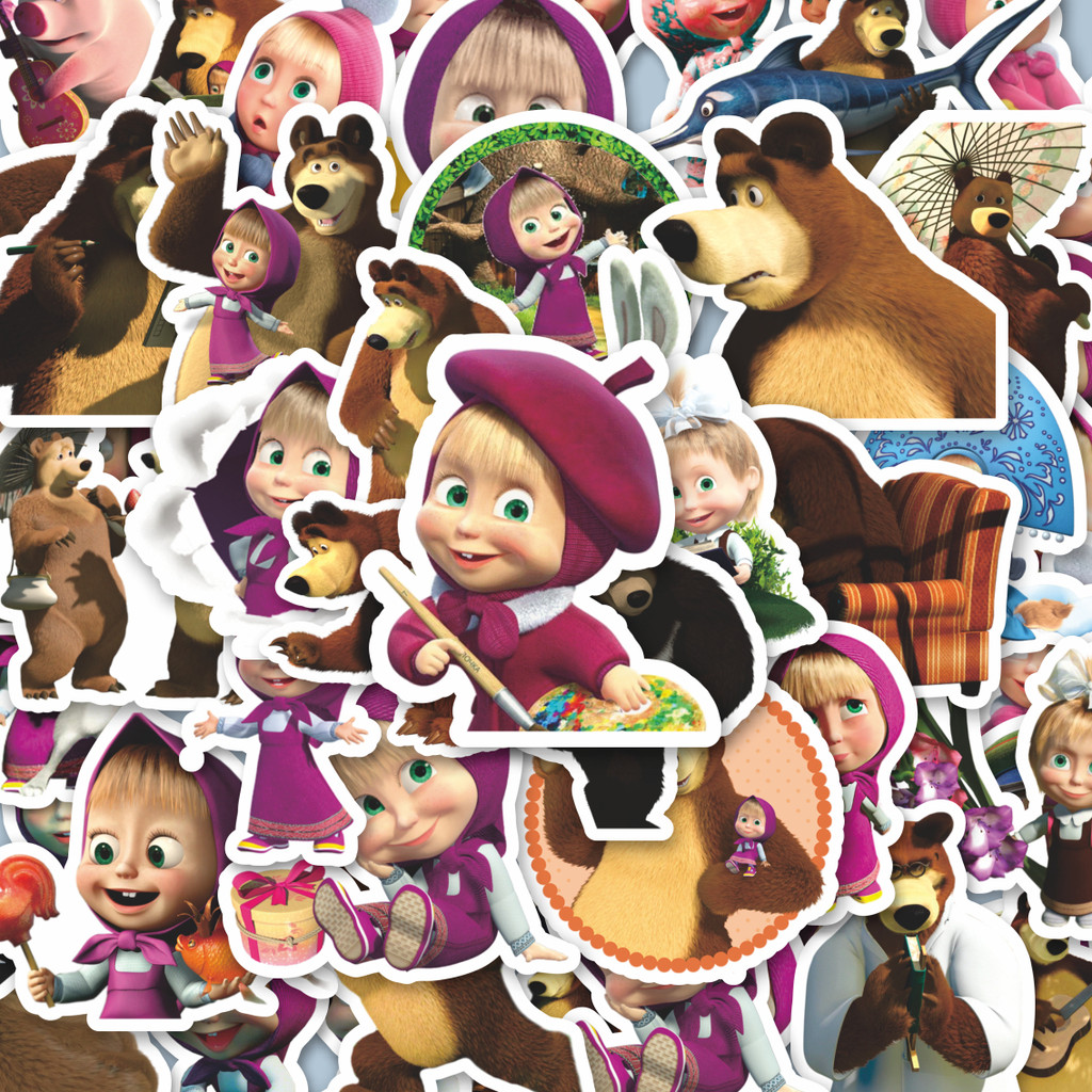 

100PCS Lucu Stiker Kartun Series Masha And The Bear V2 Stiker Aesthetic Stiker Anti Air Stikers Berperekat Waterproof sticker decal buat Motor Helm Buku Journal Koper Casing HP Laptop Botol Minum Hadiah anak