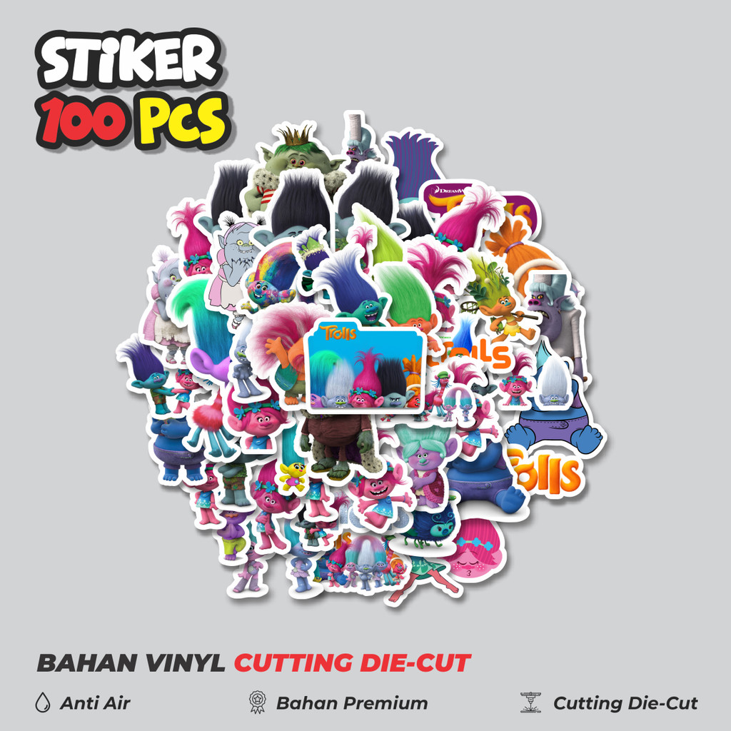 

Terbaru! 50 pcs Stiker Kartun Series The Trolls Mix Dekorasi Lucu Kreatif untuk Notebook, Skateboard, HP