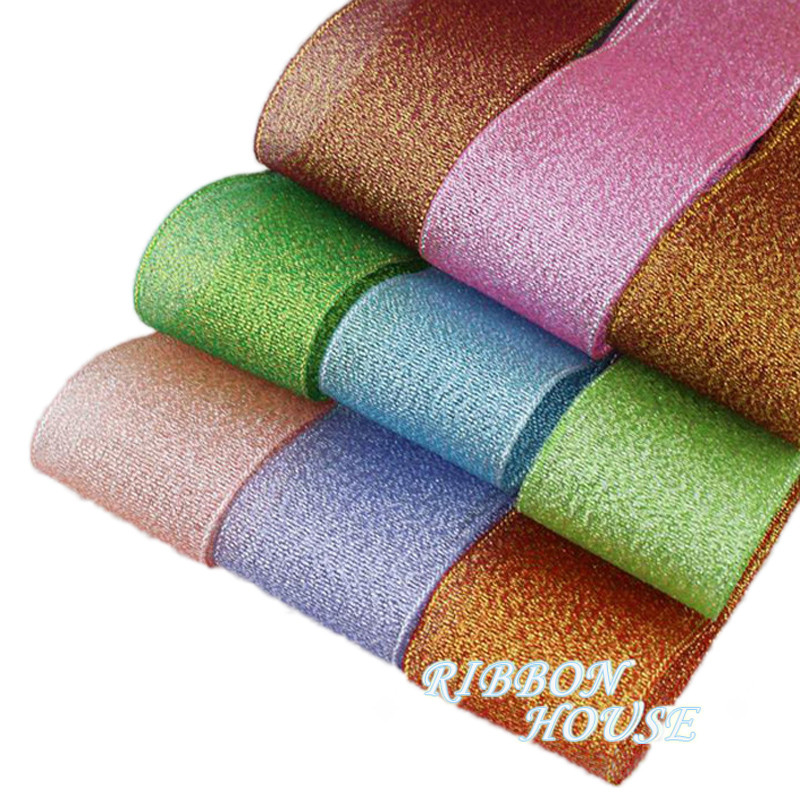 

(25yards/roll) 40mm Metallic Glitter Ribbon Colorful gift package ribbons wholesale