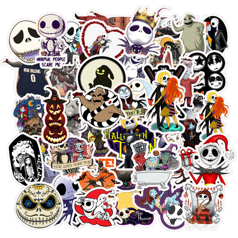 

50Pcs Nightmare Before Halloween Stickers DIY Diary Laptop Luggage Skateboard Graffiti Decals Toys Gifts
