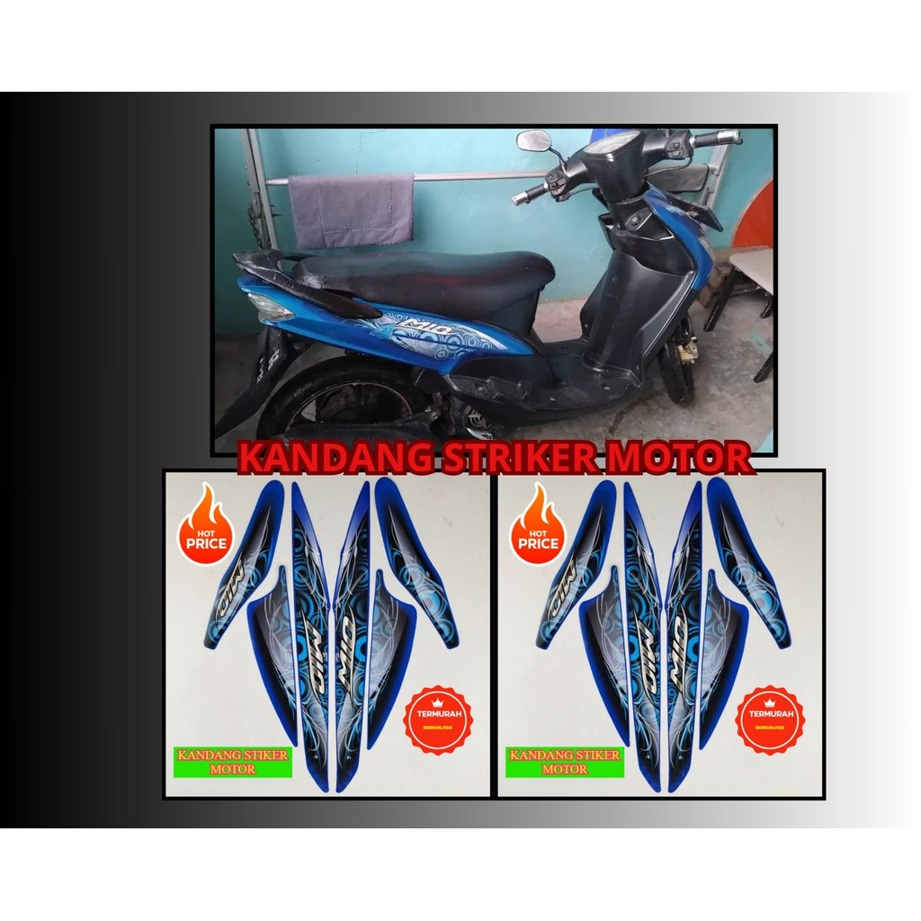 STIKER STRIPING LIS LES BODY MOTOR YAMAHA MIO SPORTY SMILE 2011 WARNA BIRU