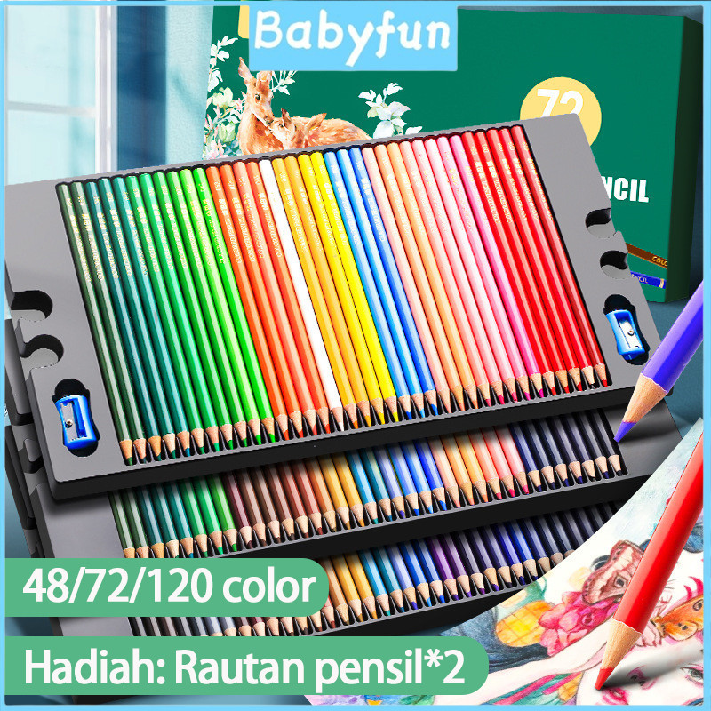 

【Buy 1 Free 2】48/72/120 color High-grade Oil Pencil Color Pensil Warna Minyak