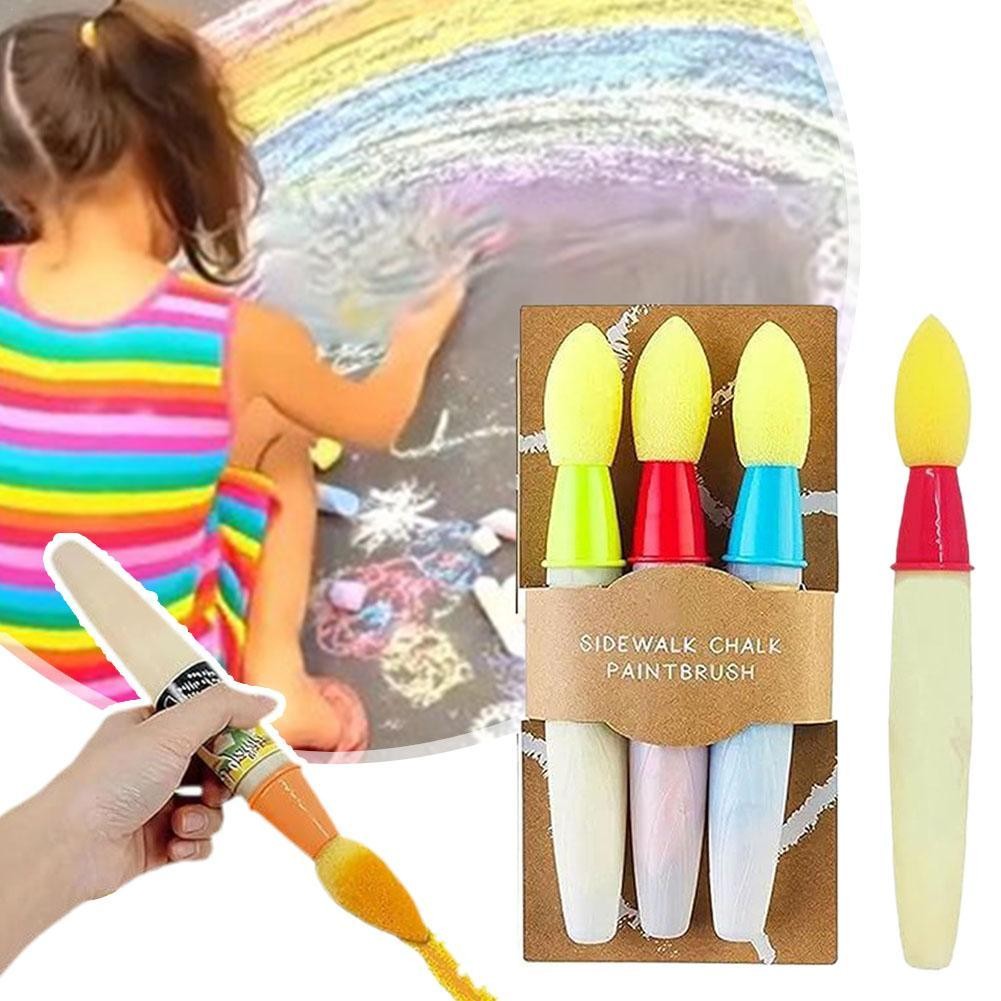 

2/3Pcs Sidewalk Chalk Paint Brush Pink Yellow Blue Creative Graffiti Pen Parent Child Interactive Paintbrush
