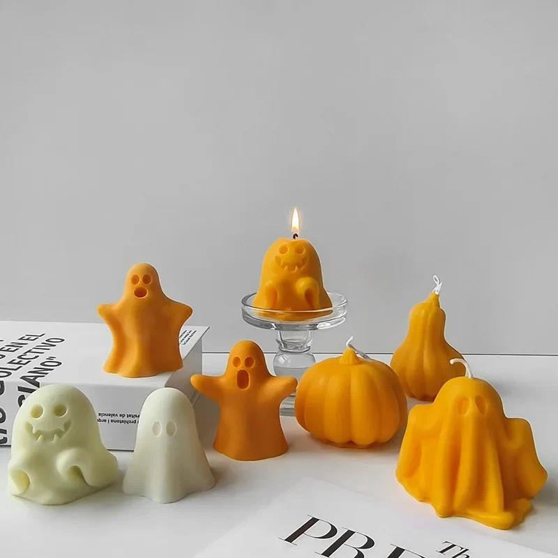 

Halloween Horror Ghost Silicone Candle Mold DIY 3D Ghost Scented Candle Plaster Crafts Resin Soap Mold Halloween Party Gift