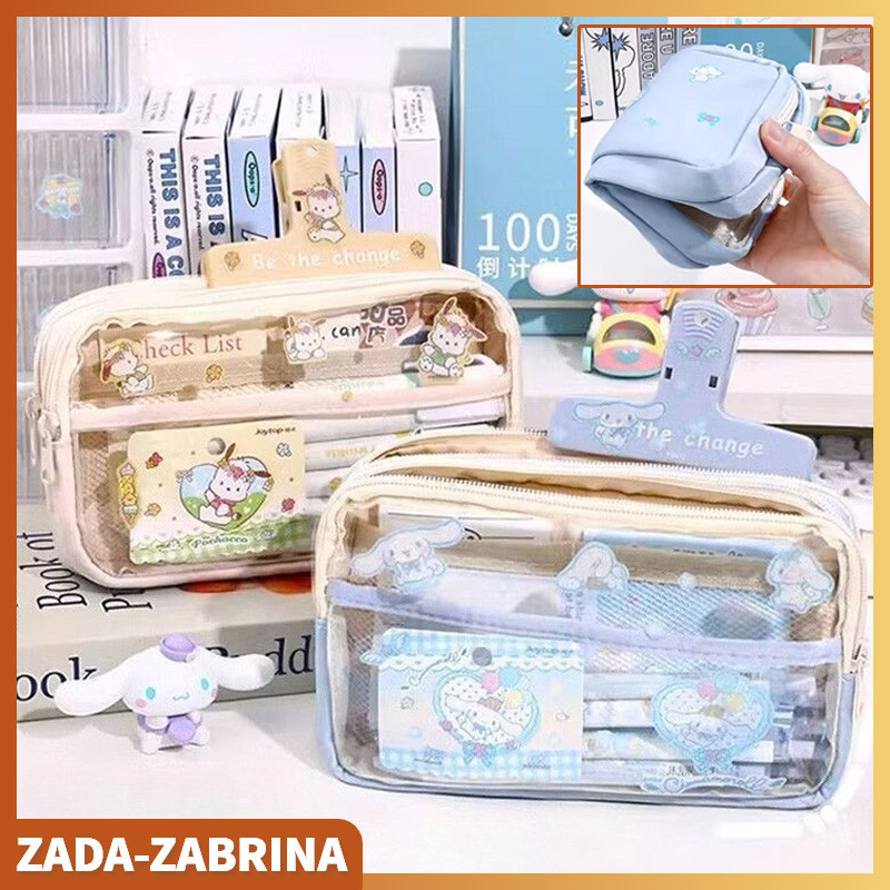 

ZADA Kotak Pensil Besar Pen Pouch Lucu Stationery Organizer Transparan Kapasitas Besar Tempat Pensil