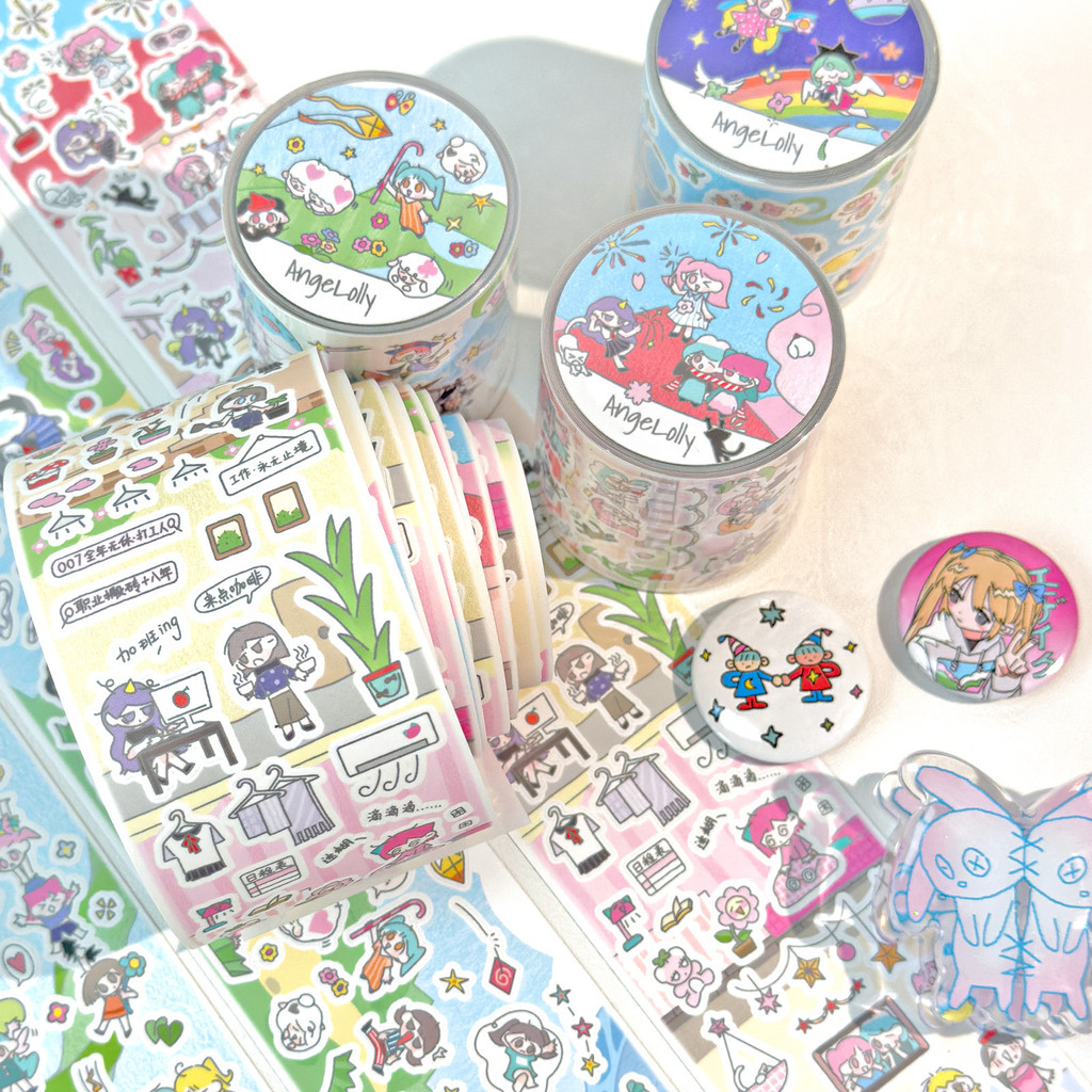 

Creative Cartoon Little People Washi Paper Tapes Y2k Ins Style Decorative Adhesive Tapes Children's Cute Character Sticker Roll