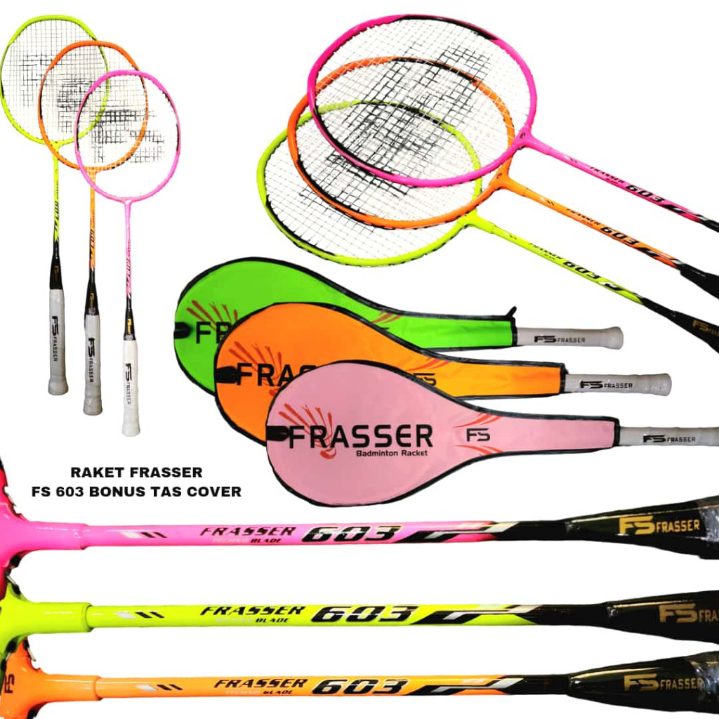 Frasser Raket Badminton Raket Bulutangkis Bonus Tas Full Cover FS 603 Mitra