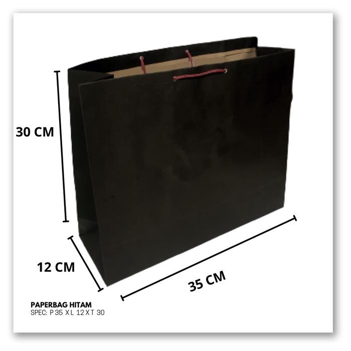 

Sale ( 12 biji ) paper bag HITAM ukuran 35 x 30 / tas kertas polos paperbag samson kraft goodie bag souvenir murah - 35 x 30 Terlaris