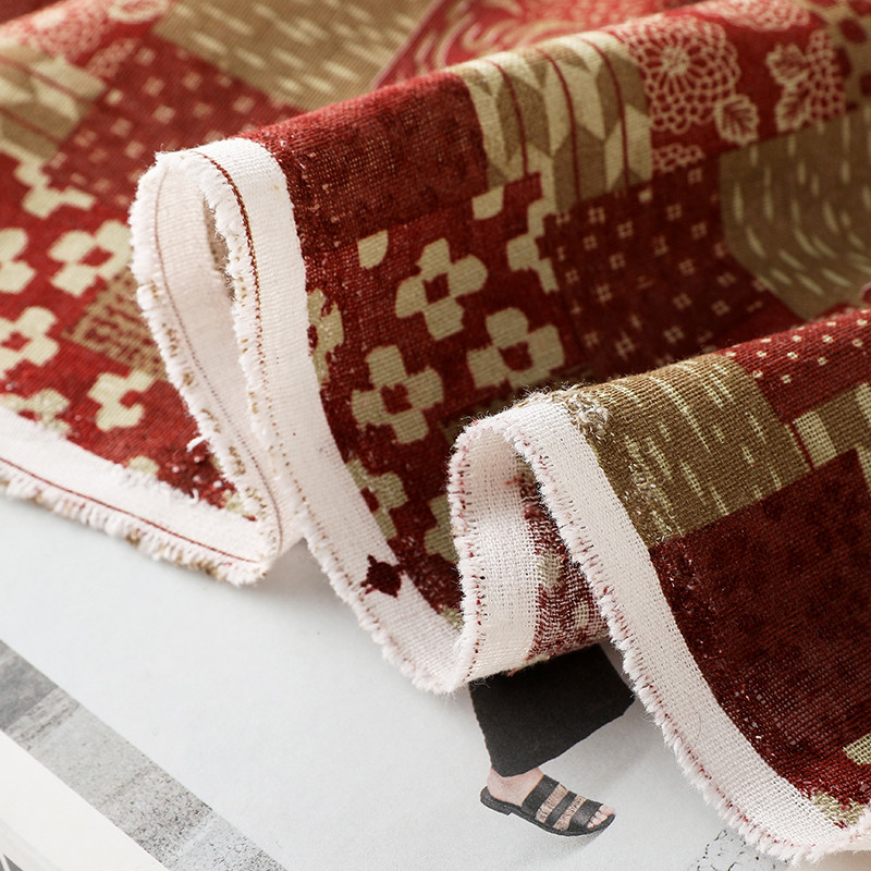 

Distressed Printed Cotton Linen Fabric Vintage Shirt Dress Material DIY Patchwork Handmade Soft Book Cover & Background