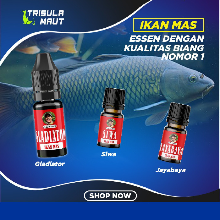ESSEN OPLOSAN IKAN MAS BABON TRISULA MAUT PAKET GLADIATOR, JAYABAYA, SIWA UMPAN PANCING LOMBA MEMANC