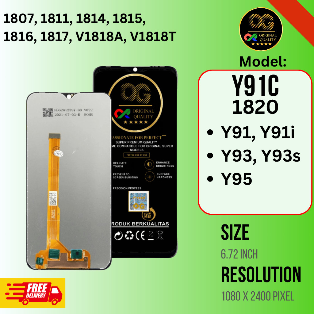 LCD TS HP OG Super Vivo 1820, Y91c, 1807, 1811, 1814, 1815, 1816, 1817, V1818A, Y91, Y93, Y93s, Y95
