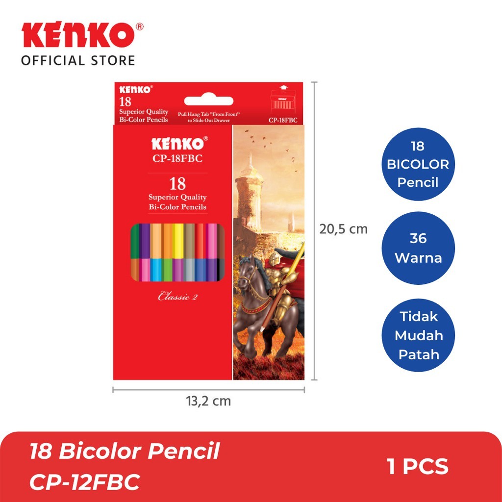 

KENKO 18 BICOLOR PENCIL / Pensil Warna Dua Sisi CP-18 FBC