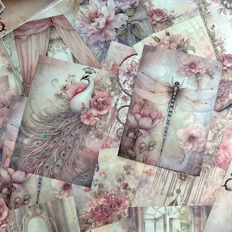 

50 pieces of vintage scrapbooking material paper handmade tent DIY collage decoration background craft paper