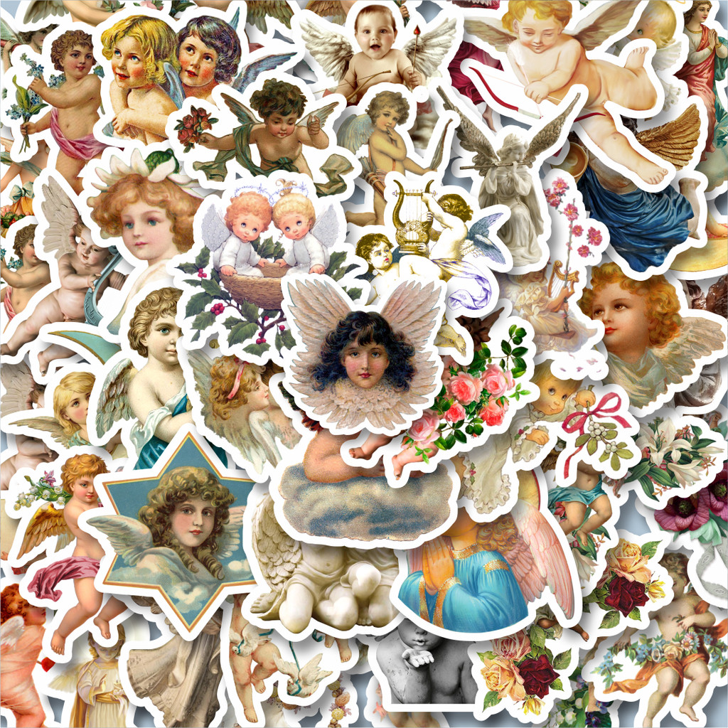 

100PCS Lucu Stiker Vintage Series Character Cherub Mix 1 Stiker Aesthetic Stiker Anti Air Stikers Berperekat Waterproof sticker decal buat Motor Helm Buku Journal Koper Casing HP Laptop Botol Minum Hadiah anak