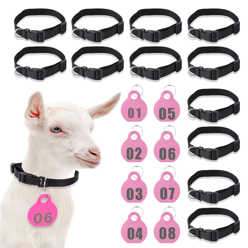 

1 set Livestock Animal Identification Hang Tag Kit Adjustable Nylon Collar TPU Double-sided Serial Number Hang Tag & Metal Ring
